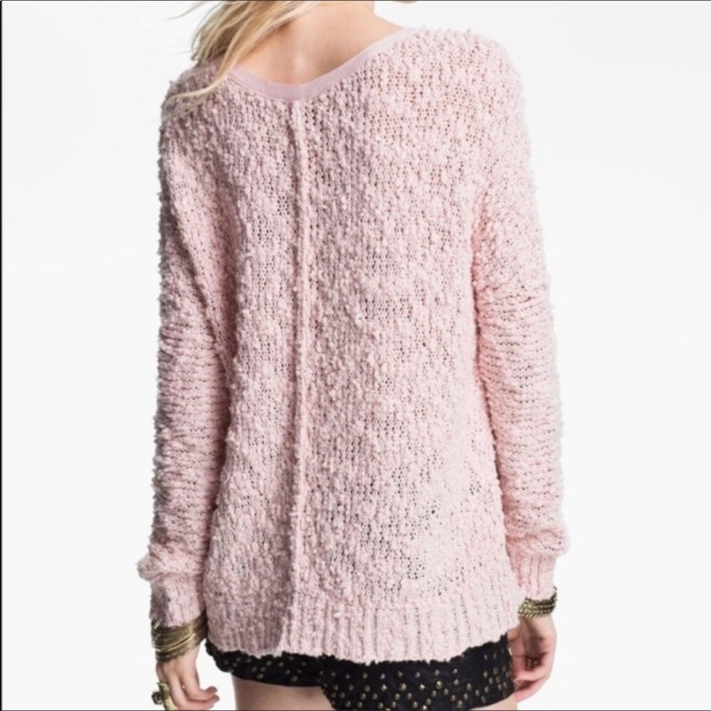 Free People Open Knit Songbird Sweater Pink XS - Picture 2 of 8